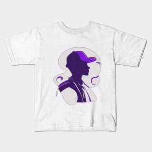 Silhouette Elegance: Female Profile in Purple No. 605 Kids T-Shirt